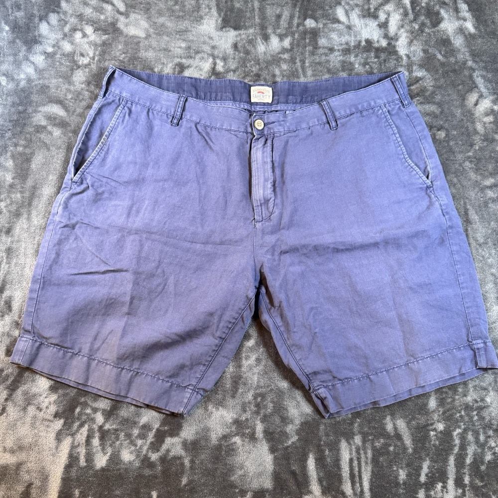 Faherty Linen Cotton Blend Blue Shorts Men's Size 38 Waist 9" Inseam Lightweight